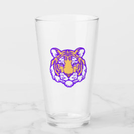 Lila och Guld Louisiana Tiger Fläkt Art Pint Glass Glaskopp