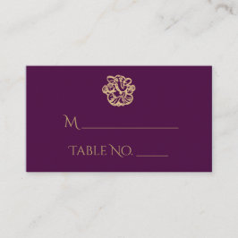 Lila och Guld Mandala indiska Bröllop ortkort Placeringskort