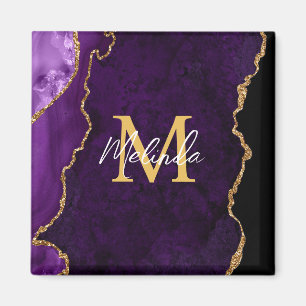 Lila och Guld Marble Agate Magnet