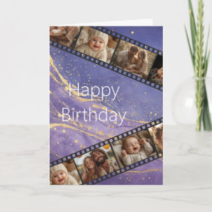 Lila och Guld Marble Band Birthday Card Inbjudan