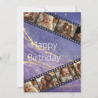 Lila och Guld Marble Band Birthday Card Inbjudningar