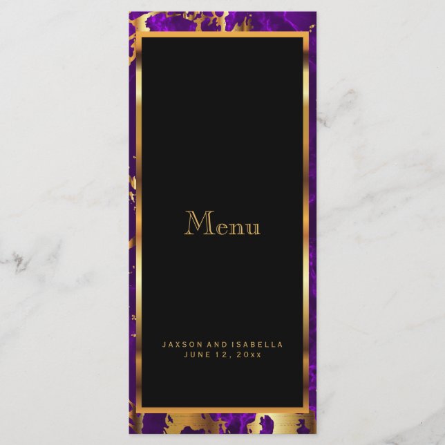 Lila och Guld Marble - Menu Meny (Framsida)