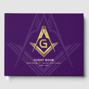 Lila och Guld Masonic Guest Bok Freemason
