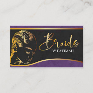 Lila och Guld Modern Hair Braiding Salon Visitkort