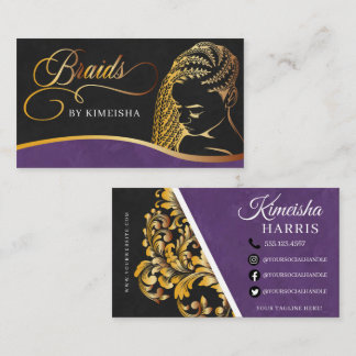 Lila och Guld Modern Hair Braiding Salon  Visitkort