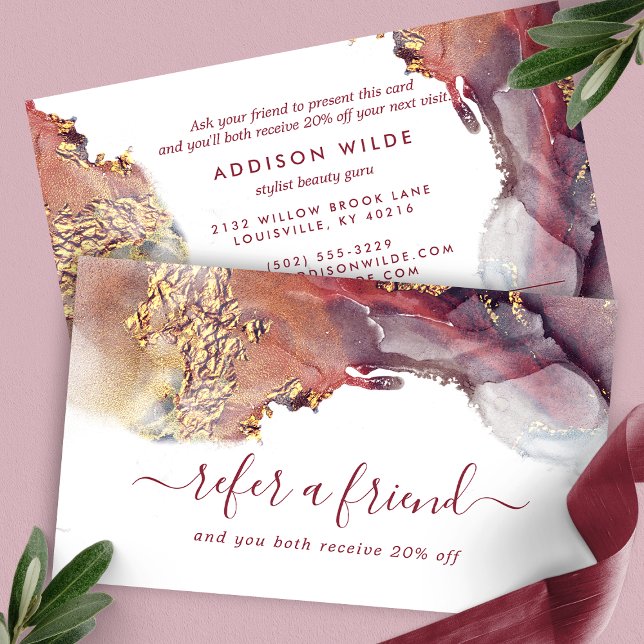 Lila och guld Modern konst flytande vattenfärg blä Rabattkort (Skapare uppladdad)