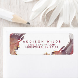 Lila och Guld Modern konst Liquid Bläck Return Returadress Etikett