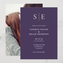 Lila och Guld monogram foto Bröllop