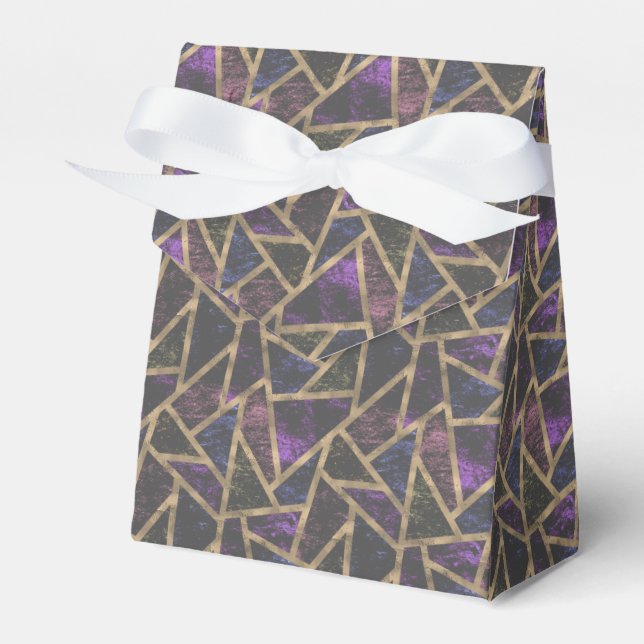 Lila och guld-mosaic mönster presentaskar (Framsidan Sidan)