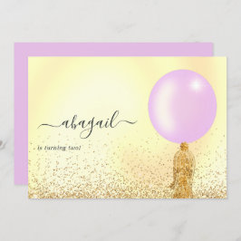 Lila och Guld och Rosa Födelsedagsfest inbjudan