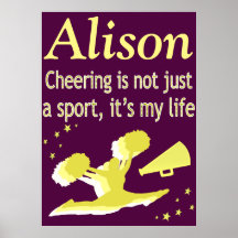 LILA OCH GULD PERSONLIG CHEERING POSTER