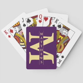 Lila och Guld Personlig Monogram och Namn Casinokort