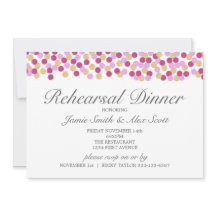 Lila och Guld Polka Dot Rehearsal Middag Inbjudan
