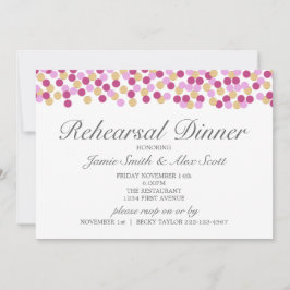 Lila och Guld Polka Dot Rehearsal Middag Inbjudan