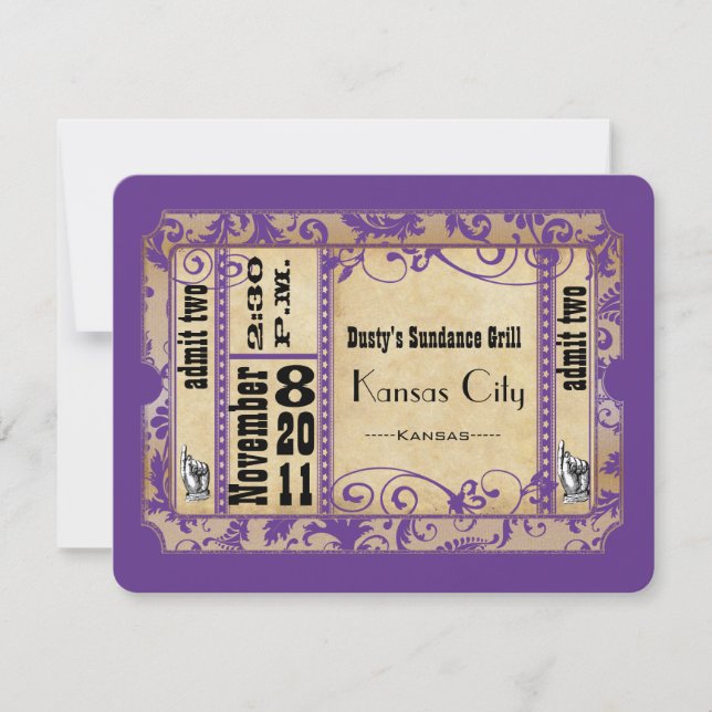 Lila och Guld Showbill Old Papper Bröllop OSA (Framsida)