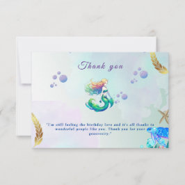 Lila och Guld Sjöjungfru Födelsedag under havet Tack Kort