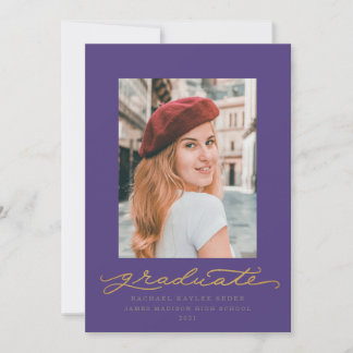 Lila och Guld Skriptmeddelande om Studenten Inbjudningar