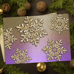 Lila och guld snöflinga glänser höjdkort helgkort