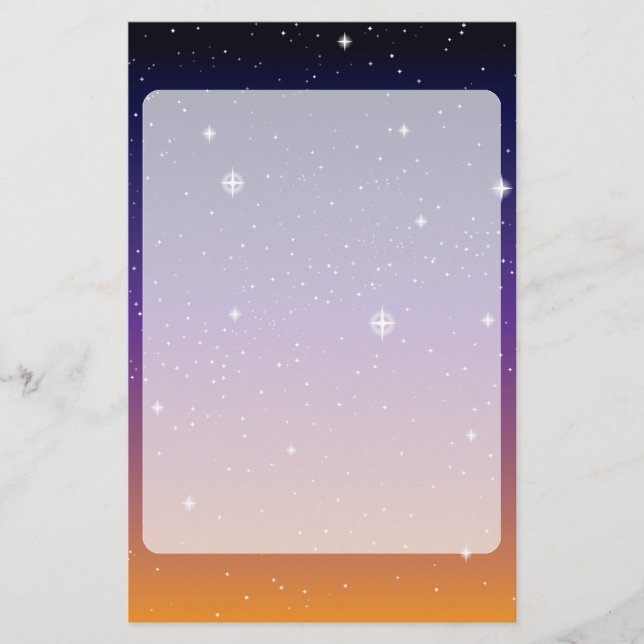 Lila och Guld Starry Sunset Himlar Brevpapper (Framsida)
