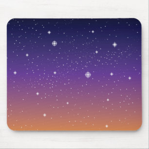 Lila och Guld Starry Sunset Himlar Musmatta