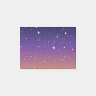 Lila och Guld Starry Sunset Himlar Post-it Block