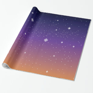 Lila och Guld Starry Sunset Himlar Presentpapper