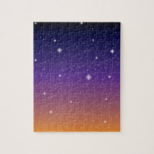 Lila och Guld Starry Sunset Himlar Pussel