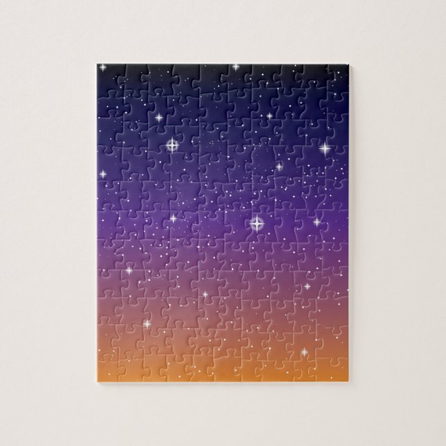 Lila och Guld Starry Sunset Himlar Pussel (Vertikal)