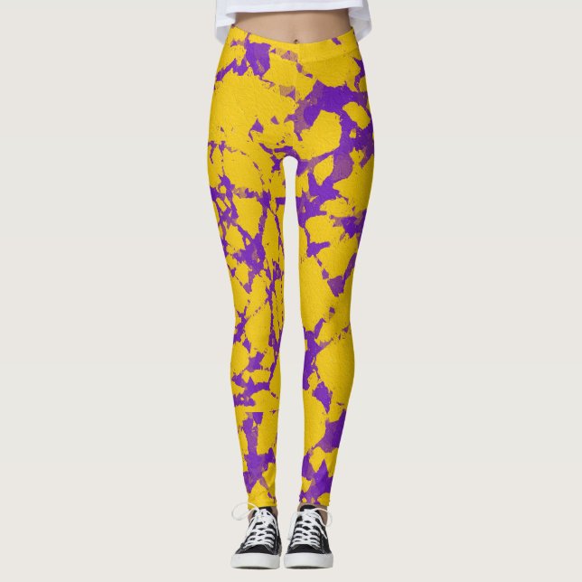 Lila och Guld Tie Dye Leggings (Framsida)