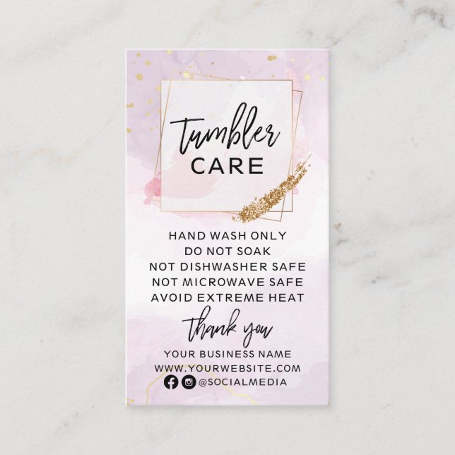 Lila och Guld Tumbler Care Visitkort (Framsida)