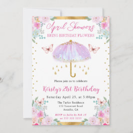 Lila och Guld Vår Paraplla 21:a födelsedagen Inbjudningar