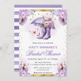 Lila och Guld Vår paraplyMöhippa Inbjudningar