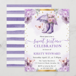 Lila och Guld Vår ParaplySverige 16 Inbjudningar