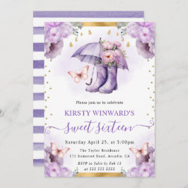 Lila och Guld Vår ParaplySverige 16 Inbjudningar