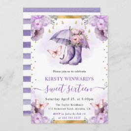 Lila och Guld Vår ParaplySverige 16 Inbjudningar