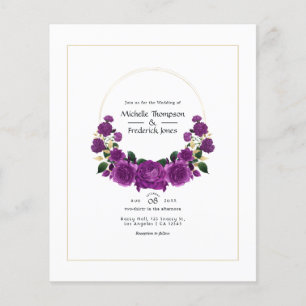 Lila och guld Vintage blommande bröllop Flygblad