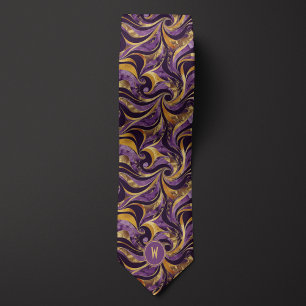 Lila och Guld Vortex Abstrakt Neck Tie Slips