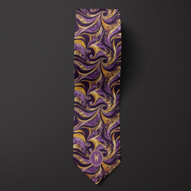 Lila och Guld Vortex Abstrakt Neck Tie Slips (Skapare uppladdad)