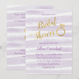 Lila och Guld Watercolor Rand Möhippa Inbjudningar