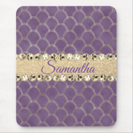 Lila och guldfärgsdiameter Bling Musmatta