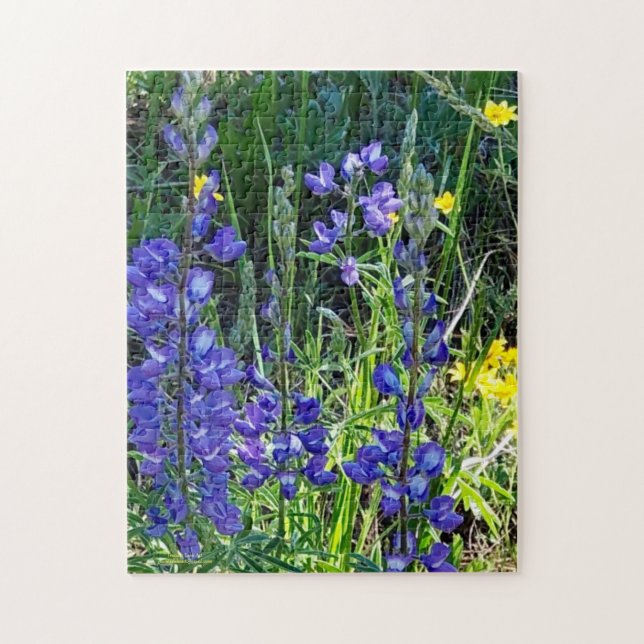 Lila och Gult Alpina blommor Pussel (Vertikal)