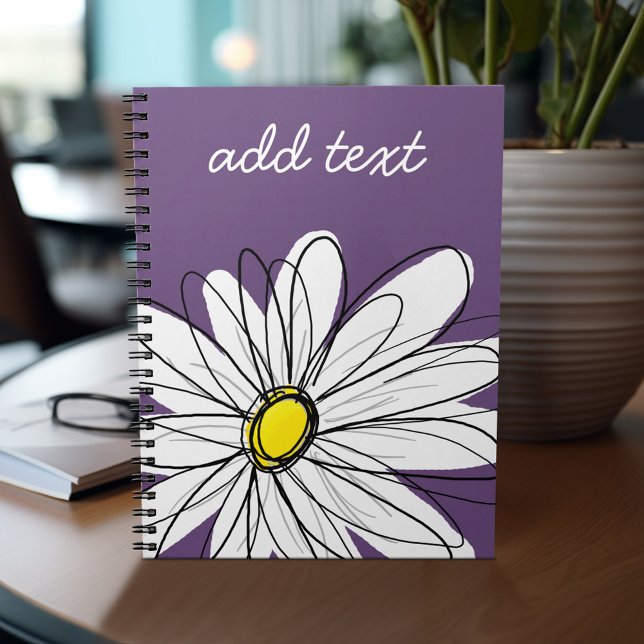 Lila och Gult Anpassningsbar för vimatisk Daisy Anteckningsbok (Personalized notebook - add photos and your name or other text)