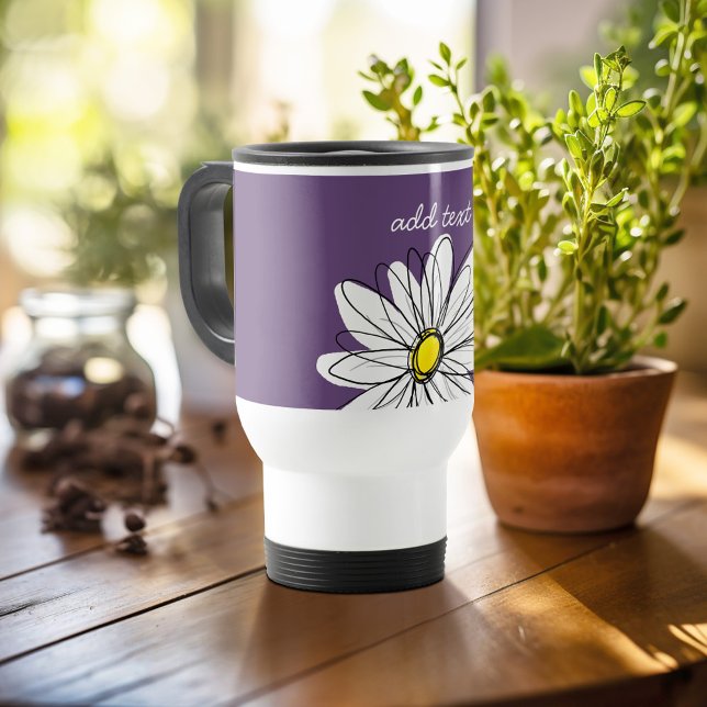 Lila och Gult Anpassningsbar för vimatisk Daisy Resemugg (Personalized travel mug - add photos and text or customize completely)