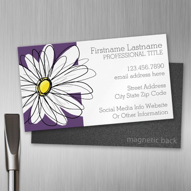 Lila och Gult Anpassningsbar för vimatisk Daisy Visitkortmagnet (Custom Business Card Magnet)