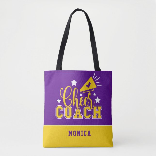 Lila och Gult av cute Cheer Coach-Personlig Tygkasse (Framsida)