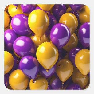 Lila- och Gult-ballonger Fyrkantigt Klistermärke