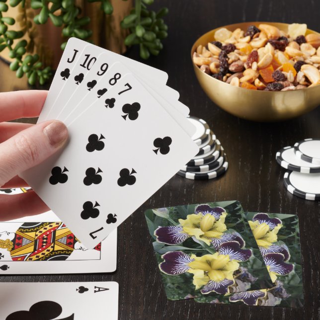 Lila och Gult Bearktfria  Blommigt Casinokort (På plats)