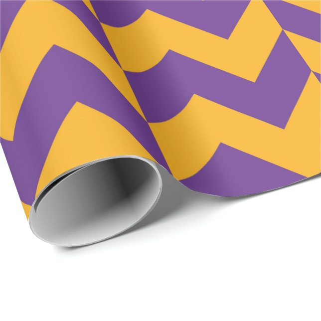 Lila och Gult Chevron Zigzag Presentpapper (Rullad Hörn)