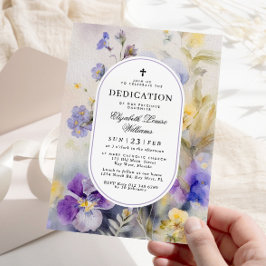 Lila- och Gult-dedikation för grundvattenfärg Inbjudningar