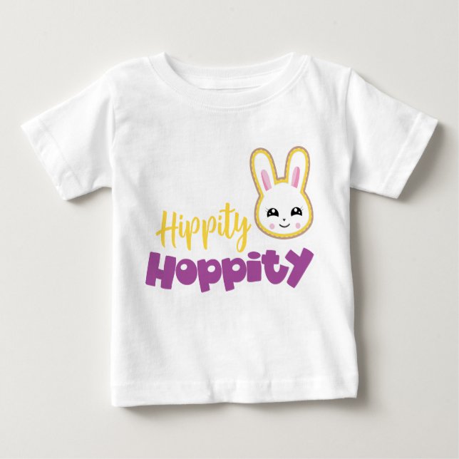 LILA OCH GULT HIPPITY HOPPITY WHITE-PÅSKHARE T SHIRT (Framsida)